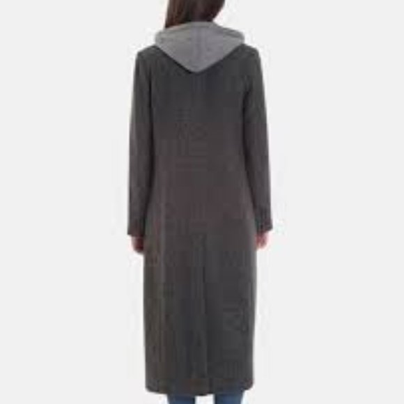 Brand New Women's Avec Les Filles Gray Overcoat Jacket With Removable Hood - Picture 4 of 16